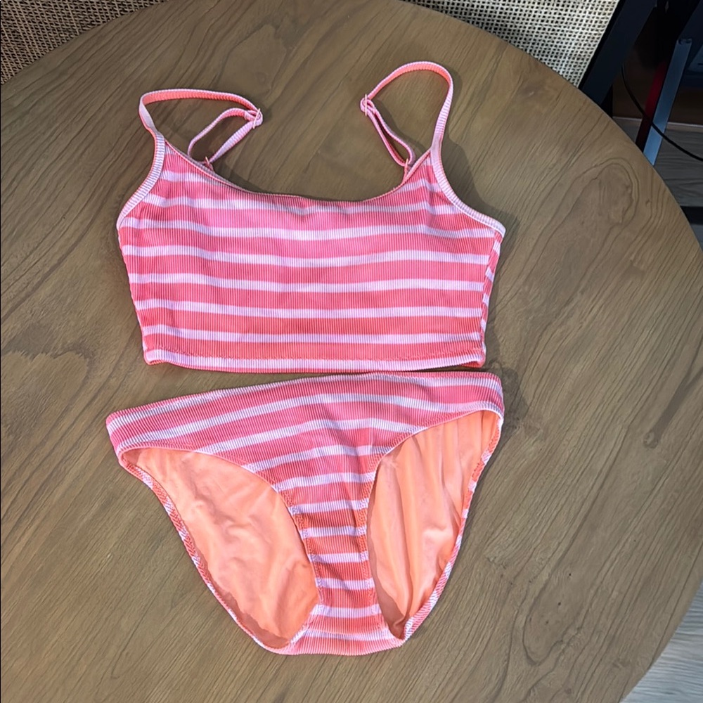 Pink Striped Bikini Set